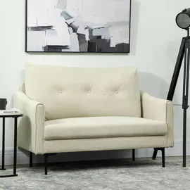 Homcom Sofa 2-Sitzer 124 cm Kleine Couch mit Armlehne, Samtoptik, Cremeweiß - Weiß