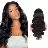 YesJYas Perücke Schwarz Human Hair Wig Brazilian Virgin Hair Wig 150% Density 13x4x1 Lace Front Wig Body Waves Lace Front Wig Natural Black Color Wigs For Black Women 22 Zoll