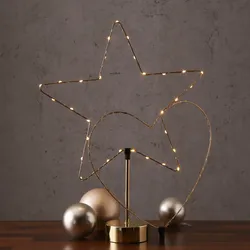 LED Stern - Kombi Dekoleuchte Herz/Stern - wechselbarer Aufsatz - H:50cm - Batterie - Timer - gold
