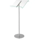 Deflecto Rednerpult, transparent/silber freistehender, tragbarer Noten- und Leseständer, - 1 Stück (79166)