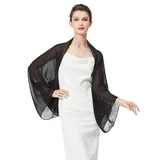 Zaewry Modeschal Damen Chiffon-Bolero, locker geschnitten, mit langen Ärmeln, ideal als Überwurf für Sommerhochzeiten, Abendveranstaltungen schwarz