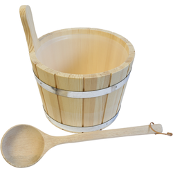 SET Sauna Aufgusskübel 5 L Nadelholz mit Aufgusskelle 40 cm Komu-Holz