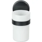 Wenko Static-Loc Plus Zahnputzbecher Pavia Schwarz, Zahnbürstenhalter, Befestigen ohne bohren, sicherer Halt durch statische Haftung auf glatten, luftundurchlässigen Flächen,6.5 x 12 x 9 cm,Stahl matt