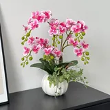 Künstliche Orchideen wie Echt, Orchideen Künstlich mit Topf Kunstblumen im Topf Plastik Pflanzen für Wohnzimmer Schlafzimmer Büro Garten Deko (rosa)