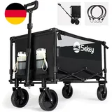 Sekey XXL Bollerwagen Faltbar 160L 100KG Belastbar, Faltbarer Bollerwagen Geländ