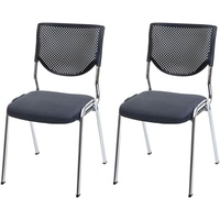 Mendler 2er-Set Besucherstuhl T401, Konferenzstuhl stapelbar, Stoff/Textil ~ Sitz