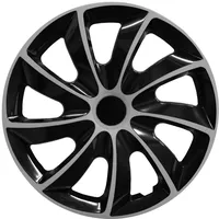 RADKAPPEN-KÖNIG 1STÜCK EINZELN 14 Zoll 14" RKK02 Schwarz-Silber Radkappe Radzierblende