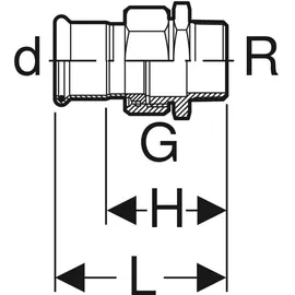 Geberit bergangsverchraubung Mapress d 35xR 1 1/4, Cu, flachd., m AG, Rotguss