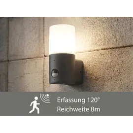 meineWunschleuchte Außenwandleuchte Aluminium 17,5 cm mit Bewegungsmelder anthrazit