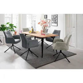 MCA Furniture MCA DIVERIA 4 Fuß Stuhl mit Armlehnen Stahl/Stoffbezug 360° drehbar - Schwarz Matt