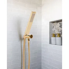 Beliani Handbrause Gold Metall Rechteckig Stab 1 Strahlart Modern Klassisch Duschkopf Badezimmer Stabhandbrause Stabbrause