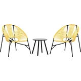vidaXL Gartenstuhl-Set 3-tlg. Schwarz und Gelb Poly Rattan