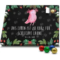 Mr. & Mrs. Panda Schoko Adventskalender Axolotl Glücklich - Schwarz - Geschenk, Lurch, Motivation, Molch, gute Laune, Schokoladen Adventskalender,... - Schwarz