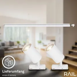 Briloner Rail Schienensystem, Erweiterungsset, 2x Gu10 Spots, Schwenkbar, Drehbar, Weiß, 0,75 m