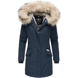 NAVAHOO Damen stylischer Wintermantel Winterparka mit Kunstfell-Kapuze Cristial