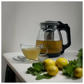 nordic schiller Teekanne Glas mit Deckel, und Siebeinsatz, Edelstahl (1700ml)