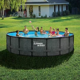 Summer Waves Elite Frame Pool 549 x 132 cm Rattan-Optik grau
