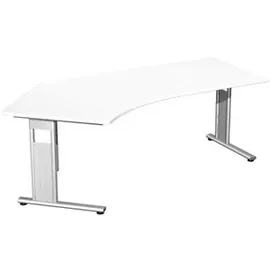 Geramöbel Flex Schreibtisch weiß L-Form, C-Fuß-Gestell silber 216,6 x 113,0 cm