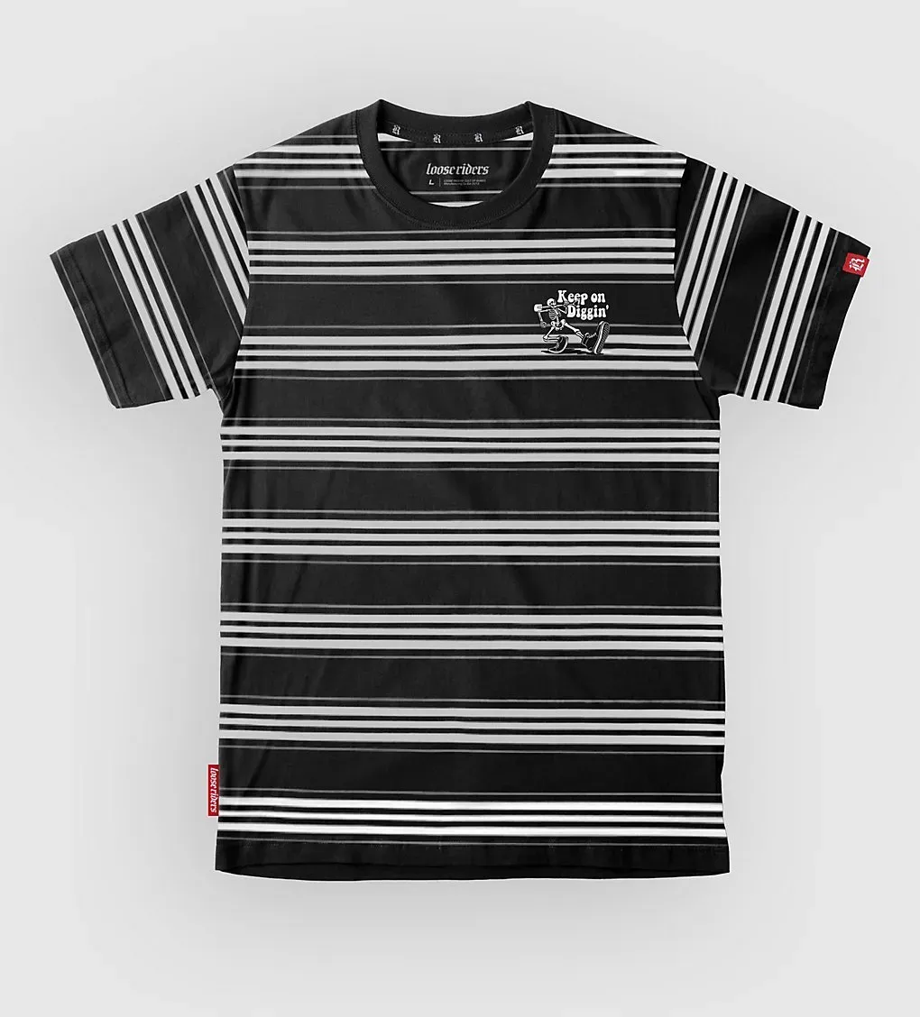 Loose Riders Keep On Diggin Tech Tee striped Gr. M