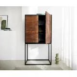 DeLife Highboard Vaag 80x150 cm Sheesham Natur Mango Schwarz Metall Schwarz 2 Türen,