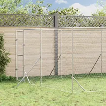 vidaXL Outdoor-Hundezwinger Silbern 4x12x2 m Verzinkter Stahl