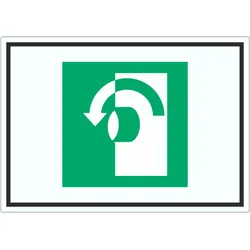 Zum Öffnen gegen Uhrzeigersinn drehen Symbol Aufkleber A9 (37x52mm)