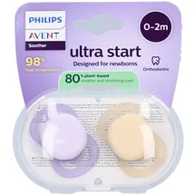 Philips Avent Fopspeen +0m Start perzik/lila effen 2st 2 St Schnuller