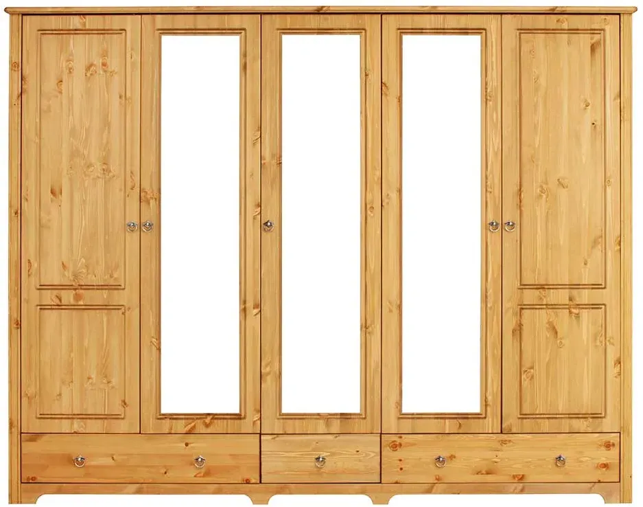 Schlafzimmerschrank aus Kiefer Massivholz Landhaus Spiegeltüren