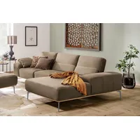 W.SCHILLIG Ecksofa run, Designsofa mit tollem Sitzkomfort, bequem, L-Form, mit elegantem Holzsockel, Füße in Silber matt, Breite 319 cm braun