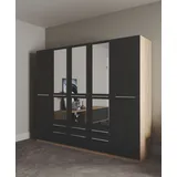 Priess Kleiderschrank PRIESS "Schrank Garderobe Wäscheschrank Barcelona in 5 Breiten", braun (eichefarben artisan, schwarz), B:230cm H:193cm T:54cm, Holzwerkstoff, Schränke, Kleiderschrank, viel Stauraum, geräumige Schubkästen, mit Spiegel, MADE IN GERMANY