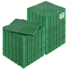 Vevor ineinandergreifende Drainagematte Duschmatte 31 x 31 cm modulares ineinandergreifende Bodenmatten, 50 Stk. Spleiß-Drainagematten, rutschfeste Drainage-Bodenfliesen, für Garage Garten Grün