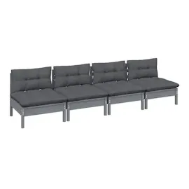 vidaXL 4-Sitzer-Gartensofa mit Anthrazit Kissen Kiefer Massivholz