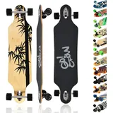 MAXOfit Longboard Crow No. 12 - Drop Through Board mit robustem Deck und mittelweichen Rollen - Drop Through Achsen und Cut Outs für hohe Wendigkeit und Stabilität