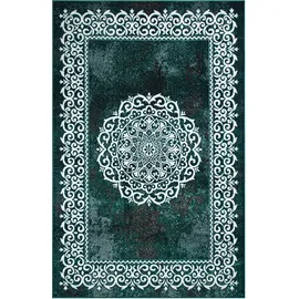 OTTO home Teppich OTTO HOME "Dafna" Gr. 6, dunkelgrün, B:200cm H:9mm L:300cm, Kunstfaser, Teppiche, Teppich, Orient-Optik, Vintage Design, Kurzflor, pflegeleicht, dezenter Glanz