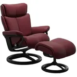 STRESSLESS Sessel mit Hocker Magic Signature Leder Rot Batick Bordeaux M (Medium)