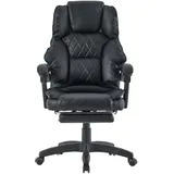 Trisens Bürostuhl mit Fußstütze und flexiblen 3-Punkt-Armlehnen Schreibtischstuhl im Lederoptik-Design - ergonomischer Bürostuhl mit einer verstellbaren Rückenlehne für gesündere Sitzhaltung