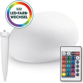EasyMaxx Solarleuchte Stein 3,7 V inkl. Erdspieß Dämmerungssensor weiß