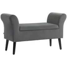Homcom Sitzbank Polsterbank mit Stauraum Bettbank mit Armlehne für Flur Schlafzimmer samtartiges Polyester 111,5 x 41 x 65 cm Dunkelgrau Kunststoff, 41x65x111.5 Esszimmer, Bänke, Sitzbänke