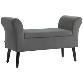 Homcom Sitzbank Polsterbank mit Stauraum Bettbank mit Armlehne für Flur Schlafzimmer samtartiges Polyester 111,5 x 41 x 65 cm Dunkelgrau Kunststoff, 41x65x111.5 Esszimmer, Bänke, Sitzbänke
