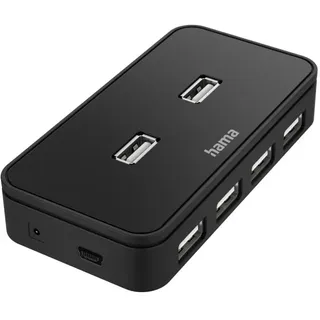 Hama 7 Ports, USB 2.0, 480 Mbit/s, inkl. Kabel und Netzteil