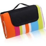 your GEAR Stripe XL Picknickdecke 200x200 Camping Fleece Decke wasserdichte & isolierte Stranddecke