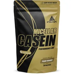 PEAK Micellar Casein - 900g - Geschmack Peach Yoghurt I 30 Portionen I Pulver I Proteinquelle: Milchprotein I fettarm I Muskelaufbau I mit Sättigungseffekt & Zusatz von Laktase 900 g
