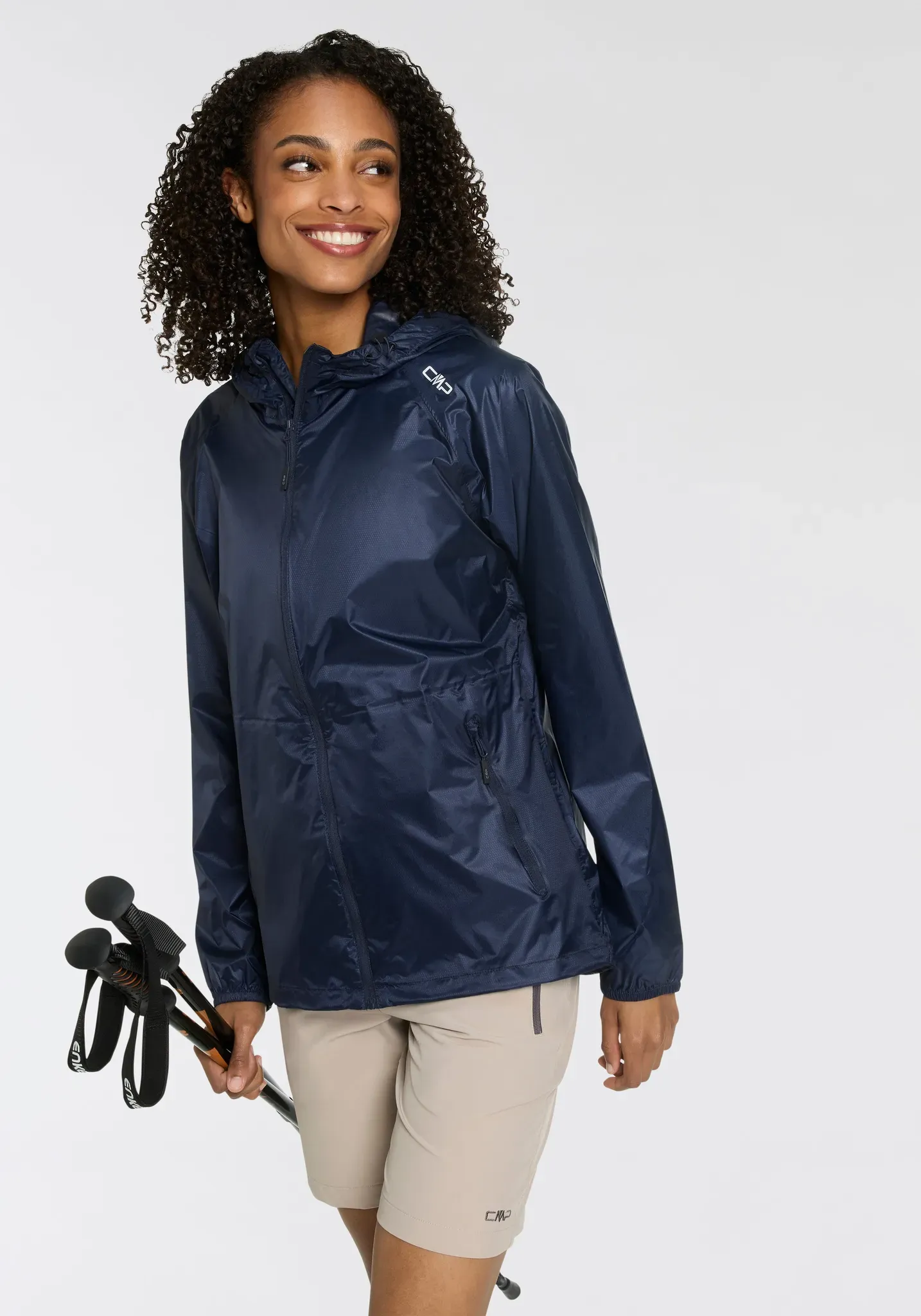 Regenjacke CMP, Damen, Gr. 38, schwarz (schwarz blau), Obermaterial: 100% Polyamid, Jacken Regenjacke, wärmend, Übergangsjacke