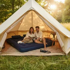 Avenli Luftbett King-Size 203x183x22 cm, aufblasbares Gästebett 2–3 Personen, mit Pumpe - blau