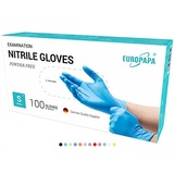 EUROPAPA EUROPAPA® 100x Nitrilhandschuhe Box Einweghandschuhe, Einmalhandschuhe, Untersuchungshandschuhe, Nitril Handschuhe, puderfrei, ohne Latex, unsteril, latexfrei, disposible gloves (S, Blau)