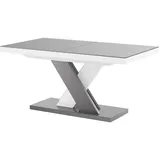 Design Esstisch Tisch HEN-111 Grau/Weiß Hochglanz ausziehbar 160 bis 256 cm