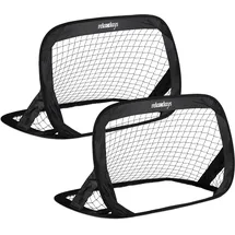Relaxdays Pop Up Tore 2er Set, faltbare Fußballtore für Garten, Kindertor mit Tasche, HBT: 77 x 122 x 83 cm, schwarz