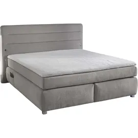 Jockenhöfer Gruppe Boxspringbett »Livia«, inklusive LED-Beleuchtung, 4x USB-Ladeports, 7-Zonen-TTFK-Matratze grau