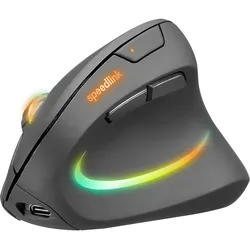 Speedlink PIAVO PRO Beleuchtete Wiederaufladbare Vertikale Ergonomische Maus - kabellos, Gummi-Schwarz