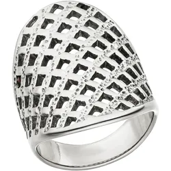 Fingerring JOBO "breit" Gr. 58, silber (edelstahlfarben), Fingerringe, Damen, 58, Edelstahl, Edelstahl mit Gitter-Struktur